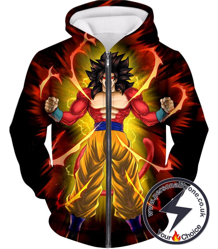 Dragon Ball Super Goku Super Saiyan 4 Ultimate Power Promo Black Zip Up Hoodie